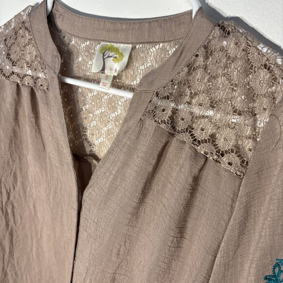 ANTHROPOLOGIE Fig and Flower Embroidered Top Beige Size S - Picture 9 of 14